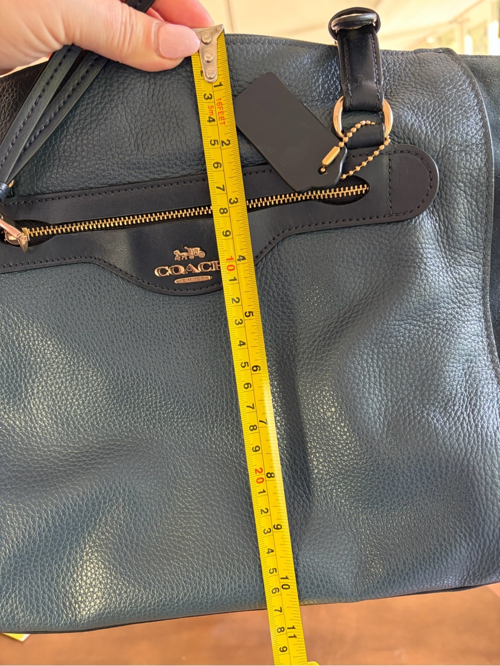 Coach Kleo Carry All Blue Leather Shoulder Bag - Picture 14 of 16